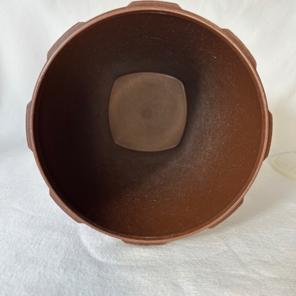 Vintage Brown Tupperware Canister with Translucent Lid White Emblem 10 in Tall - Picture 11 of 13